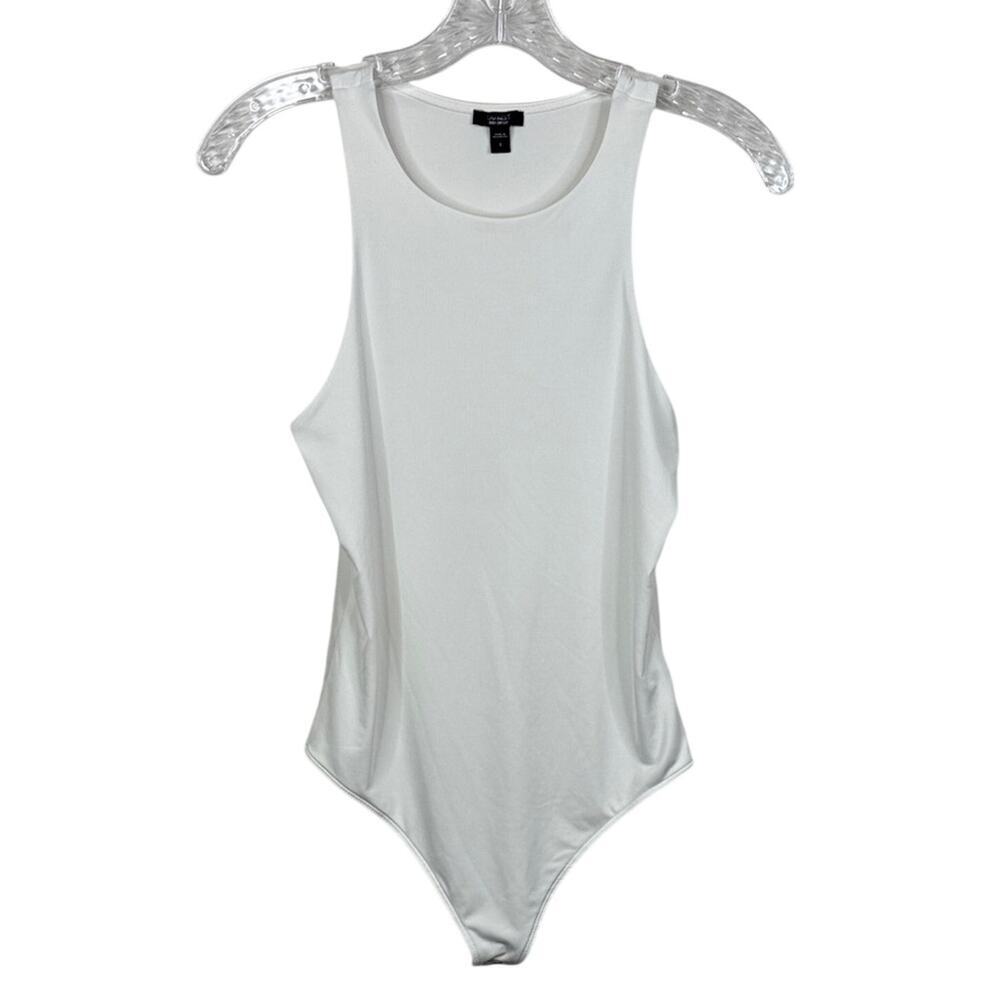 Express Solid White Body Contour Compression High Neck Bodysuit Women's Small